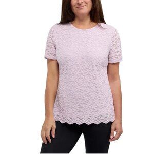 Teddi Rose Women's Size Large Lavender Lace Lined Short Sleeve Blouse Top NWT